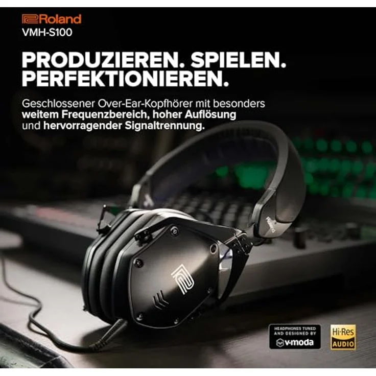 Roland VMH-S100, geschlossene Kopfhörer für Musikproduktion, Frequenzbereich 5-40.000 Hz, schwarz – Bild 2