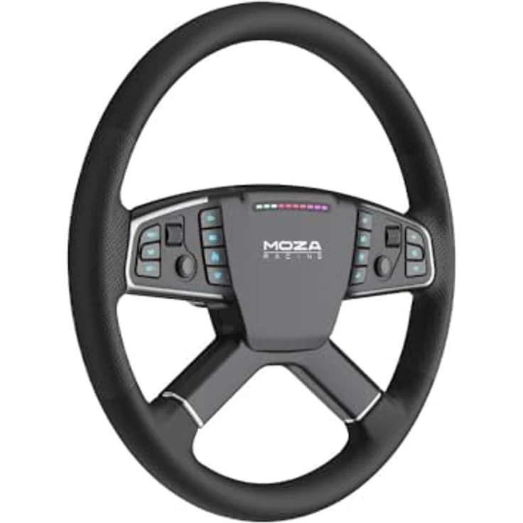 MOZA RACING TSW Truck Wheel, Gaming-Lenkrad für LKW- und Landwirtschaftssimulatoren, Schwarz, 18 Bedienelemente, Quick-Release-Anschluss, RGB-Schaltanzeige – Bild 3
