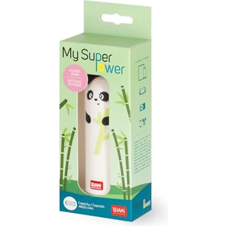 Legami My Super Power Panda Powerbank, 4800 mAh, tragbare Powerbank für Smartphones und Tablets mit Typ-C Anschluss, Kabel inklusive – Bild 5