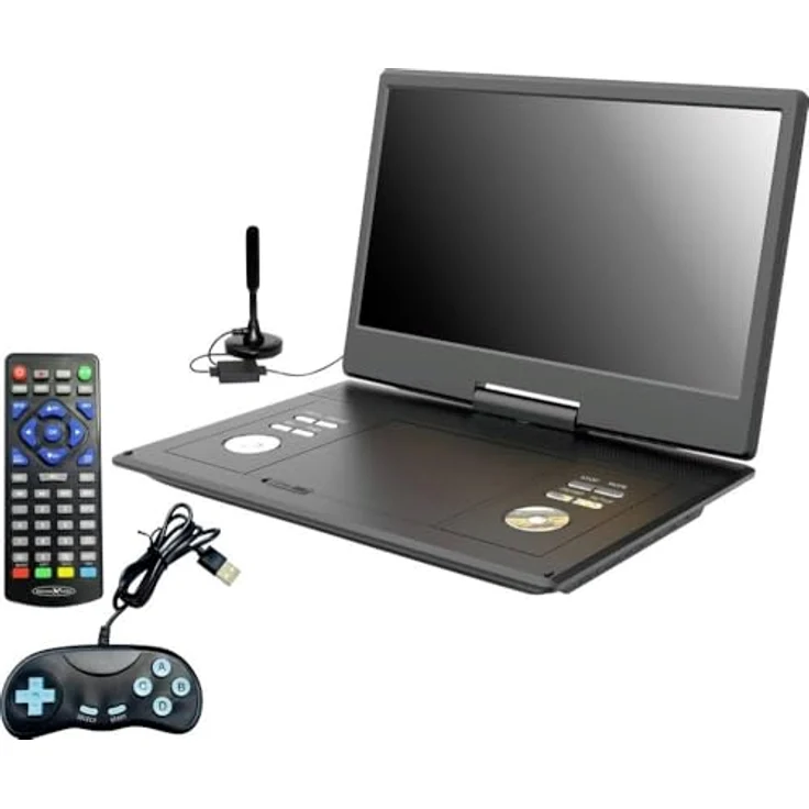 Reflexion DVD1424 Portabler DVD-Player (DVB-T2 HD Tuner, integrierter Akku, 12V Auto Adapter, Game-Disk) – Bild 2