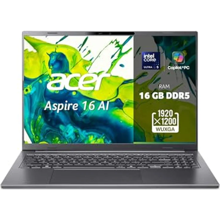 Acer Aspire 16 AI OLED (A16-52M-55DS), 16" WUXGA OLED Laptop mit Intel Ultra 5-226V, 16GB RAM, 512GB SSD, Windows 11, schwarz – Bild 2