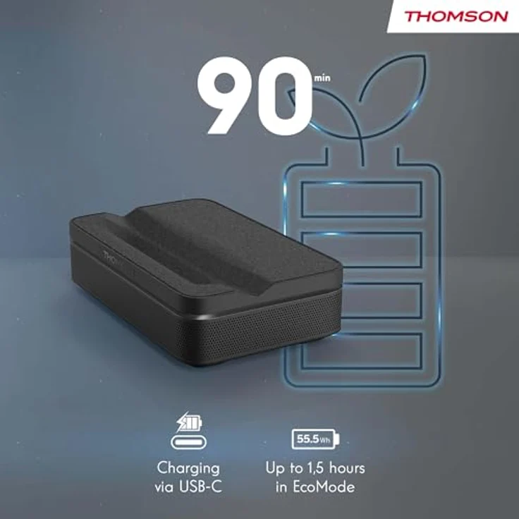 Thomson Sirius PG55B, tragbarer UHD-Laserprojektor mit 600 lm Helligkeit, Google-TV und Akku, Schwarz – Bild 14