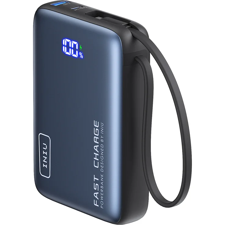 INIU INIUPB20ACPOCKETBK Powerbank 20000mAh 65W mit 2x USB-A/C Ports, ultra schnell, schwarz