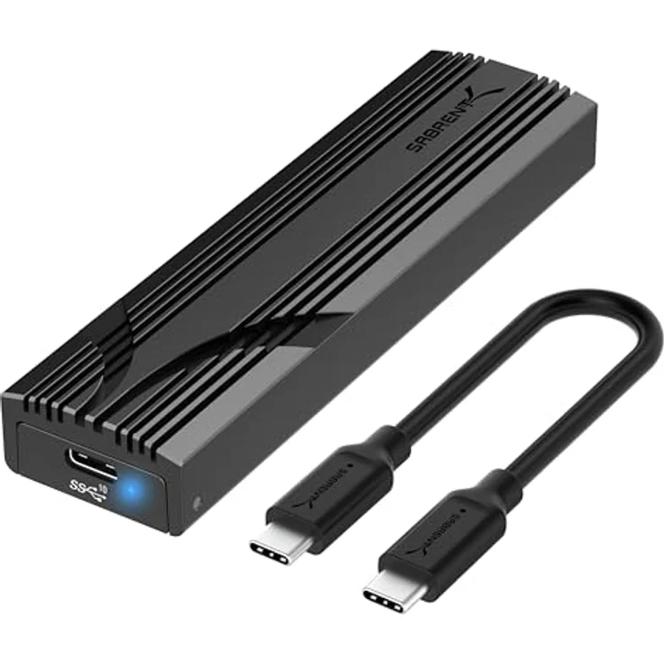 SABRENT NVMe Gehäuse EC-PNVO, USB 3.2 Type-C für M.2 SSDs 2230/2242/2260/2280, 10Gbps Gen 2, werkzeuglos mit Aluminium-Kühlkörper, inklusive Type-A Adapter, Plug & Play – Bild 1