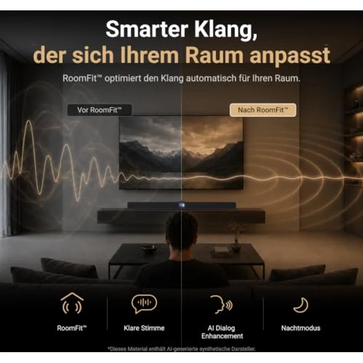 WiiM Sound Bar, Multiroom Soundbar mit 135 W, Dolby Atmos, Touchdisplay und Sprachsteuerung, Schwarz Matt – Bild 7
