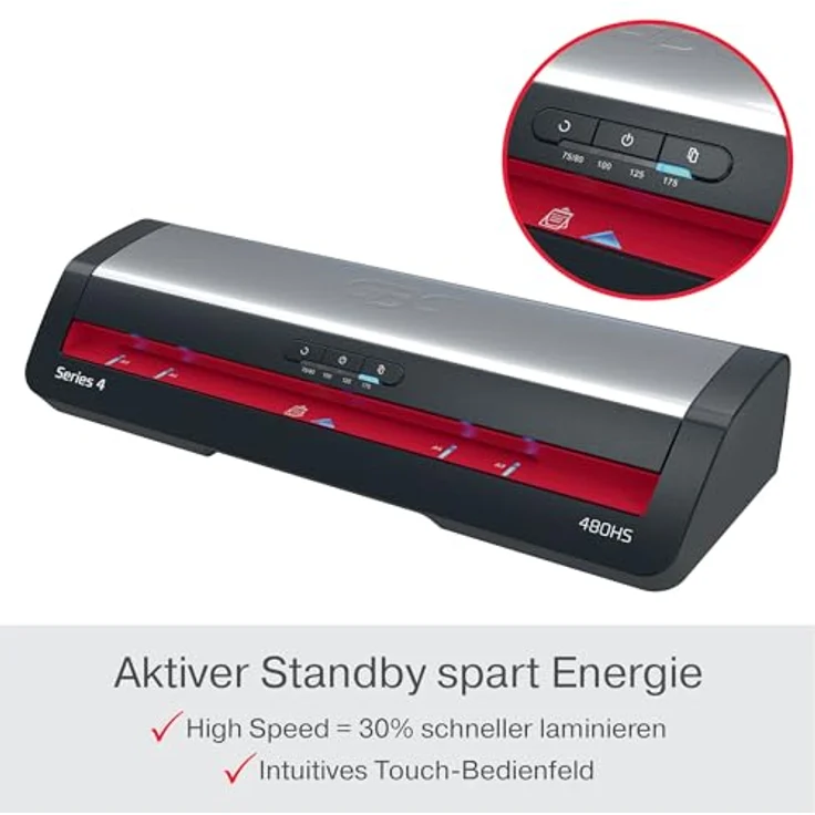 GBC Laminiergerät 480HS, Hochgeschwindigkeits-Laminierer A3 mit 800 mm/min, 75-175 µm Folienstärke, EU Version, automatische Abschaltung – Bild 4