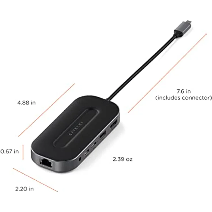 SATECHI USB4 6-in-1-Multiport-Adapter – USB-C-PD Aufladung, 8K HDMI, USB-A- und USB-C-Datenanschluss, Ethernet-Anschluss – Kompatibel mit M2 und M1 MacBook, 2021 iPad Pro, Mac Mini M1, iMac M1 – Bild 3
