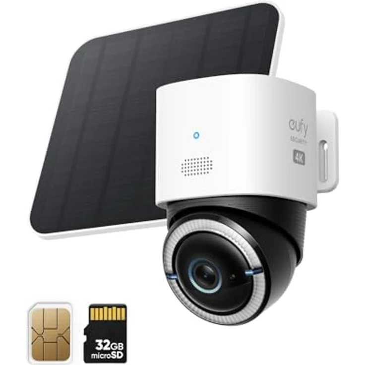 eufy 4G LTE Überwachungskamera mit WLAN, 4K UHD Schwenk-Neige-Funktion, Kabellos, Solarbetrieben mit Solarpanel, KI-basierte Personen-/Fahrzeugverfolgung, inklusive SIM-Karte – Bild 1