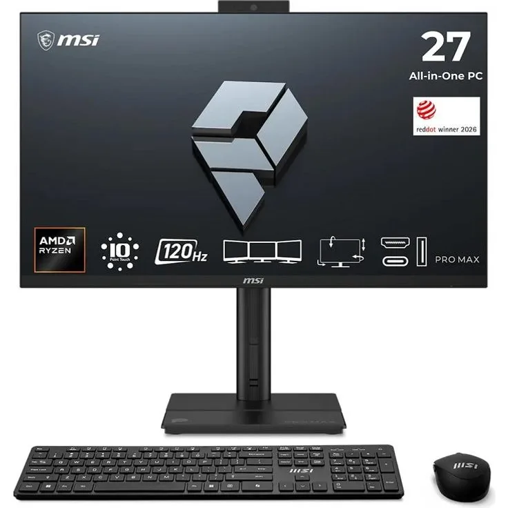 MSI PRO MAX 27P Z 8MG-016DE, 27" All-in-One PC mit Ryzen 7 255, 16 GB RAM, 512 GB SSD und Full HD IPS Display