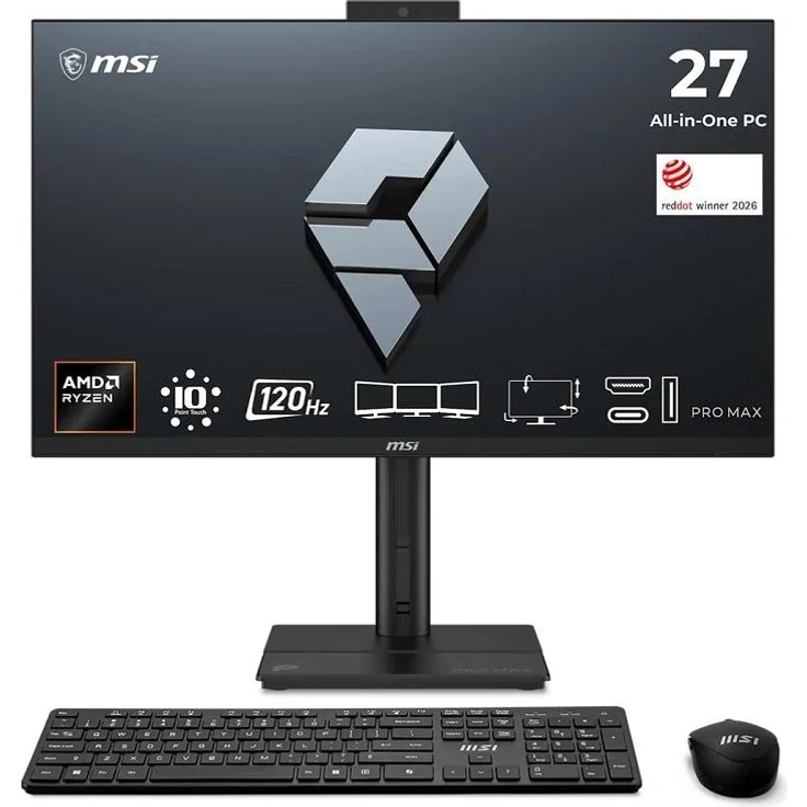 MSI PRO MAX 27P Z 8MG-016DE, 27" All-in-One PC mit Ryzen 7 255, 16 GB RAM, 512 GB SSD und Full HD IPS Display