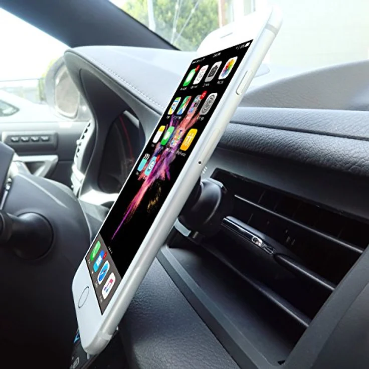 Kenu Airframe Magnetic Lüftungs Halterung inkl. Metallplättchen für Smartphones-Phablets - schwarz [360° Drehbar I Gummierte Haltebacken I Patentierte Technologie I Standfunktion] - AF5-KK-NA – Bild 4