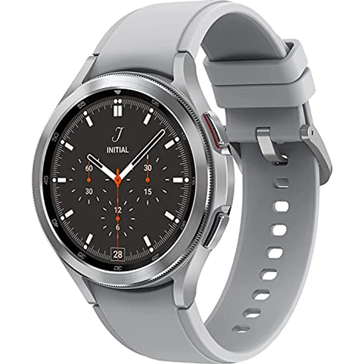Samsung Galaxy Watch4 Classic, Runde Bluetooth Smartwatch, Wear OS, drehbare Lünette, Fitnessuhr, Fitness-Tracker, 46 mm, Silver (Deutche Version) [EU Version] – Bild 1