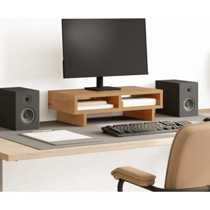 vidaXL Monitorständer Artisan-Eiche, 50x27x15 cm, Holzwerkstoff mit 2 Fächern, max. 25 kg Belastbarkeit – Bild 2