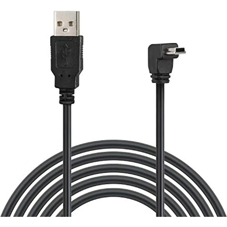 Wicked Chili USB 2.0 Hi-Speed Datenkabel mini USB abgewinkelt 90°, 180 cm, schwarz, für Garmin nüvi Modelle