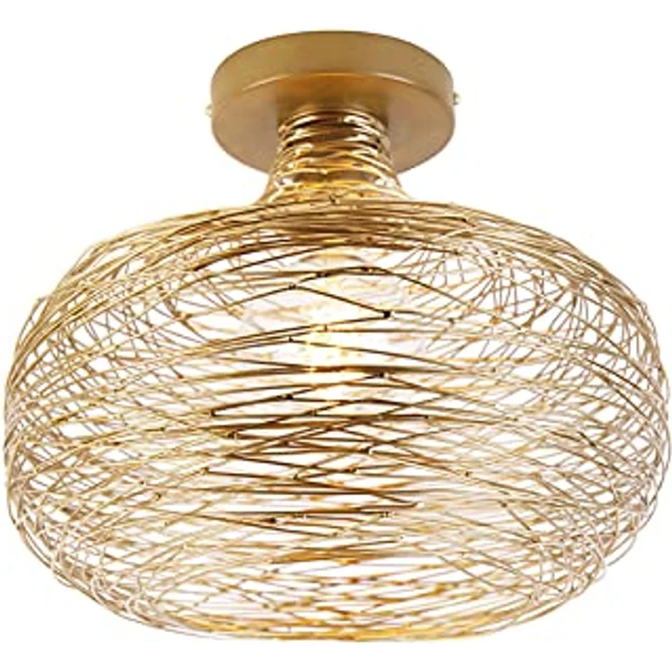 Qazqa - Design Design-Deckenleuchte Sarella Gold Messing - Dimmbar - Geeignet für Wohnzimmer und Schlafzimmer - LED-fähig E27 – Bild 1