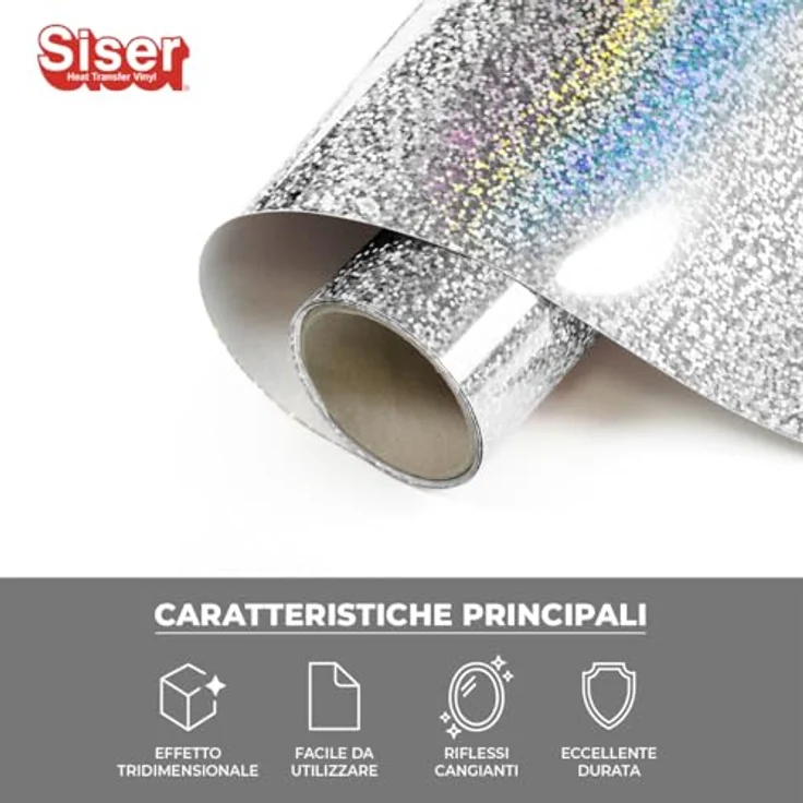 Siser Holografische Rolle, Schnittbreite 30 cm, farbverändernde 3D-Effekte in Silber – Bild 2