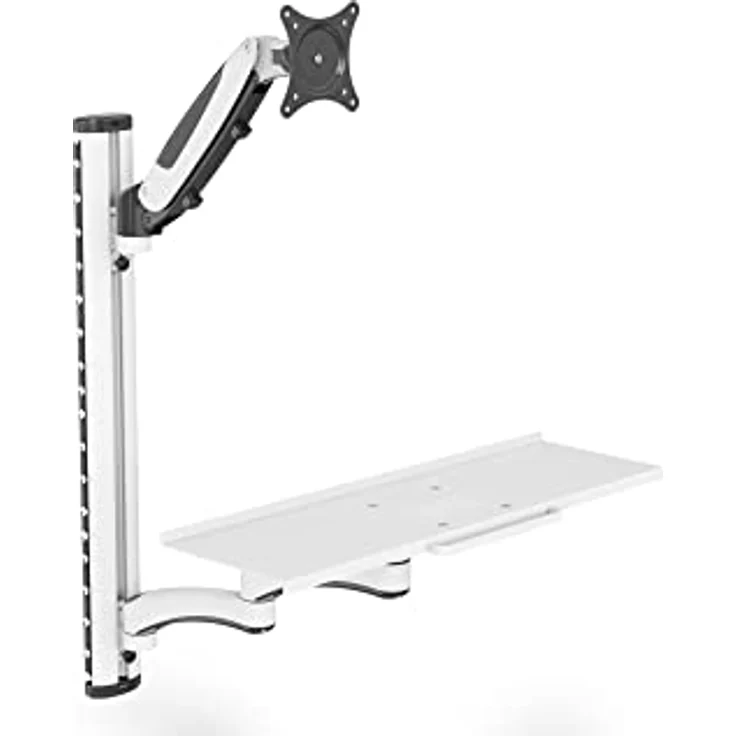 Digitus Workstation, Monitor- und Tastaturhalterung zur Wandmontage für 32 Zoll Monitore, VESA 75x75/100x100, Traglast 8 kg, Weiss/Schwarz – Bild 1
