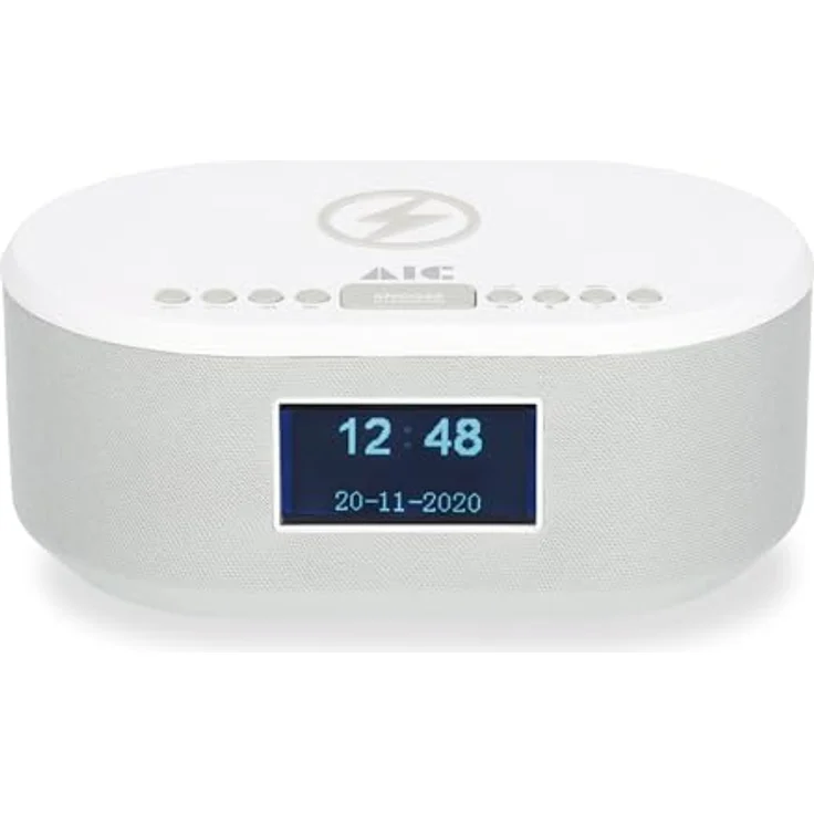 AIC Radiowecker DAB mit Ladefunktion Bluetooth QI Funktion USB Dual Alarm 18DAB Weiss, Wecker mit kabellosem Laden und kristallklarem DAB/DAB+ Radio – Bild 1