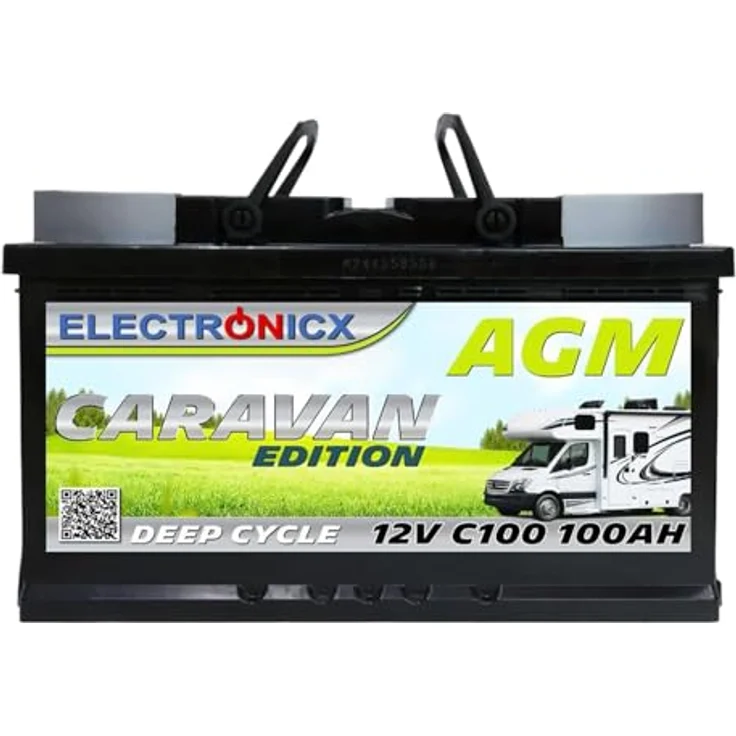 Electronicx Caravan Edition AGM Batterie 100AH 12V - Wartungsfreie Versorgungsbatterie für Wohnmobile, Boote und Solaranlagen – Bild 1