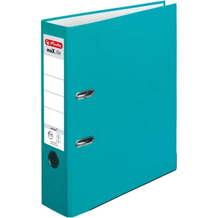 Herlitz Aktenordner maX.file protect A4 8cm türkis, Hebelmechanik mit extremer Zuhaltekraft, FSC-zertifiziert – Bild 1