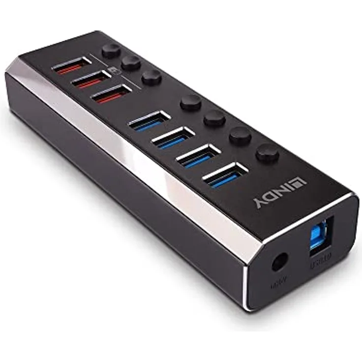 Lindy 4 Port USB 3.0 Hub mit 3 Schnellladeanschlüssen