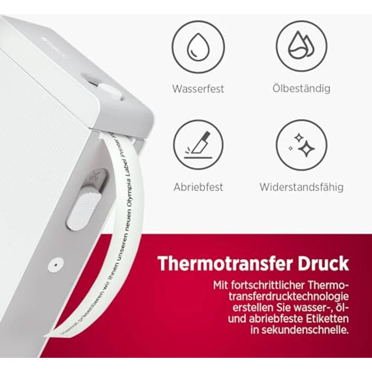 Olympia 6301 Etikettendrucker, Thermodirekt 203 x 203 dpi, Bluetooth-fähig, max. Etikettenbreite 15mm, kompakt für Küche und Büro – Bild 3