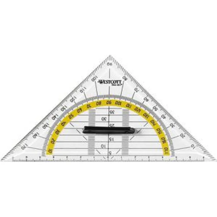 Westcott Geodreieck E-10133, 16 cm Hypotenuse, mit abnehmbarem Griff