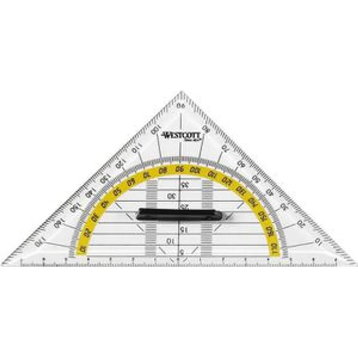 Westcott Geodreieck E-10133, 16 cm Hypotenuse, mit abnehmbarem Griff