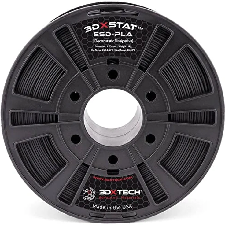 3D Xtech 3DXSTAT Conductive ESD Filament PLA, geruchsarm und schlagfest, 2.85mm, 750g, schwarz – Bild 1