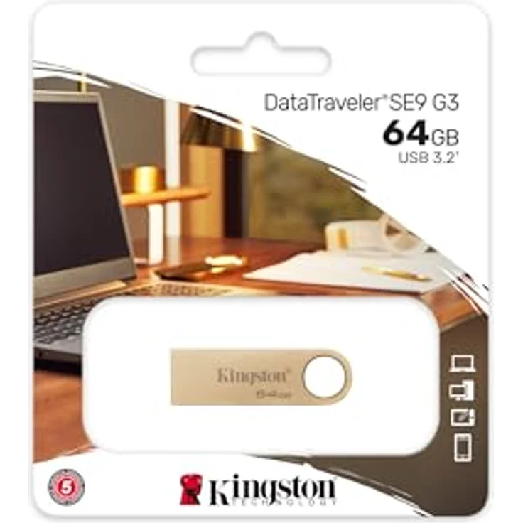 Kingston DataTraveler SE9 Gen 3 - 64GB - 220MB/s beim Lesen - Metall - USB-Stick 3.2 Gen 1 -Gold – Bild 3
