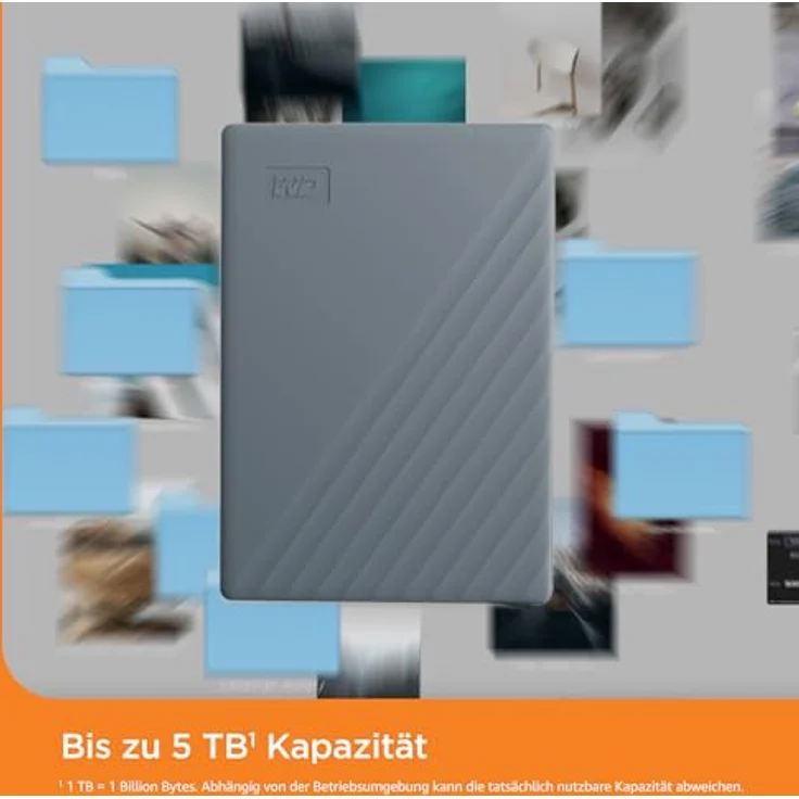 WD My Passport 4TB portable HDD Gray (4 TB), Externe Festplatte, Grau – Bild 5