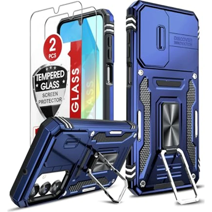 LeYi Handyhülle für Samsung Galaxy A17 5G, Militär Standard, Kamera Schutz, Ständer, kratzfest, blau, mit 2 Glasfolien – Bild 1