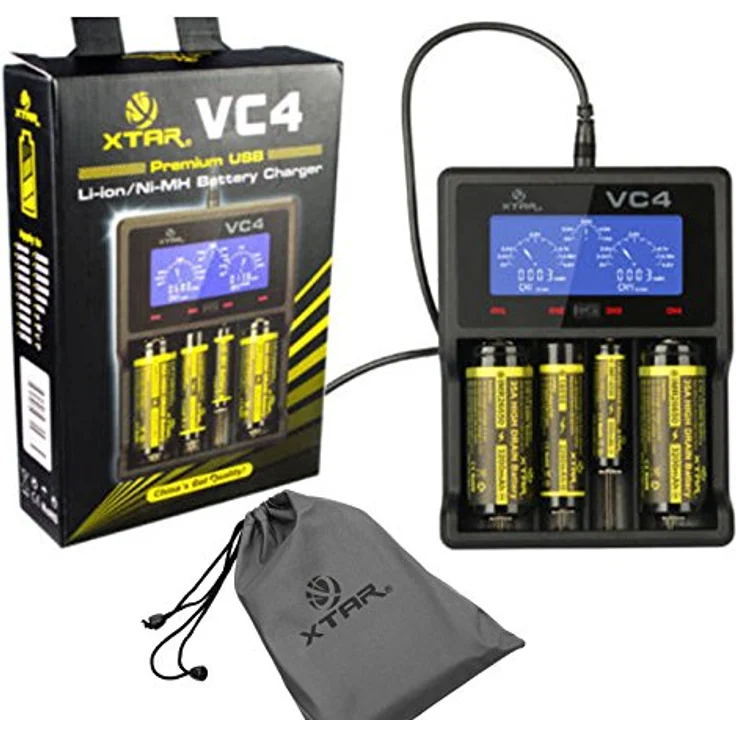Xtar VC4 Ladegerät mit LCD Display für Li-Ion-NI-MH Akku schwarz – Bild 2