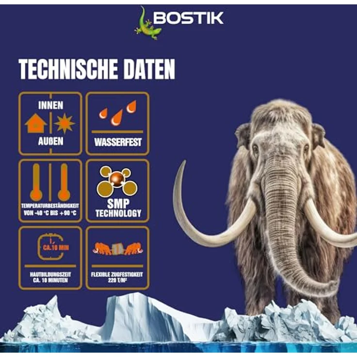BOSTIK MAMUT GLUE Weiß - Hybrid-Universalklebstoff, Flexibler Montage-Sofortkleber auf Alle Materialien, Für Innen und Außen sowie unter Wasser und unter Extremsten Witterungsbedingungen, 450g – Bild 3