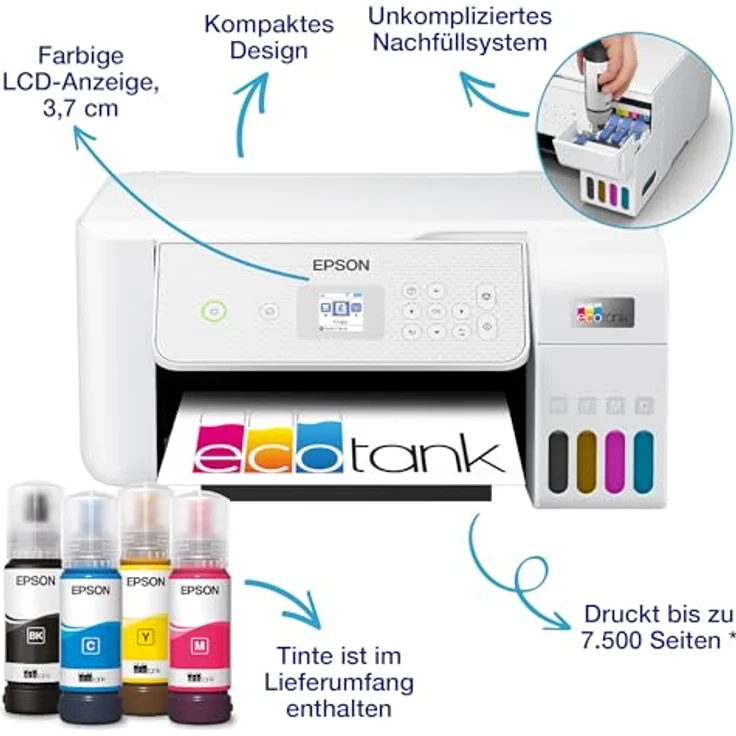 Epson EcoTank ET-2876 A4-Multifunktions-Wi-Fi-Tintentankdrucker, bis zu 3 Jahre Tintenvorrat, Farbe: [hier Farbe einfügen] – Bild 2