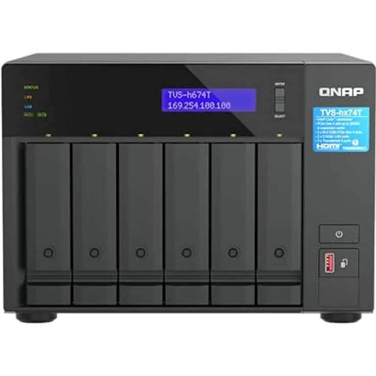 QNAP TVS-H674T-I5-32G (0 TB), NAS, Schwarz