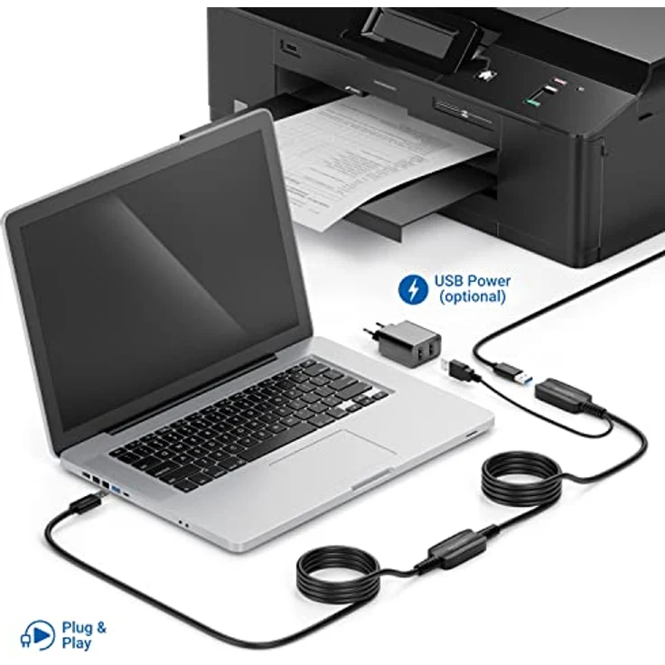 deleyCON 10m Aktive USB Verlängerung mit Signalverstärker USB 3.2 Gen1 (USB3.0 mit 5 GBit/s) USB-A auf USB-A in Schwarz – Bild 3