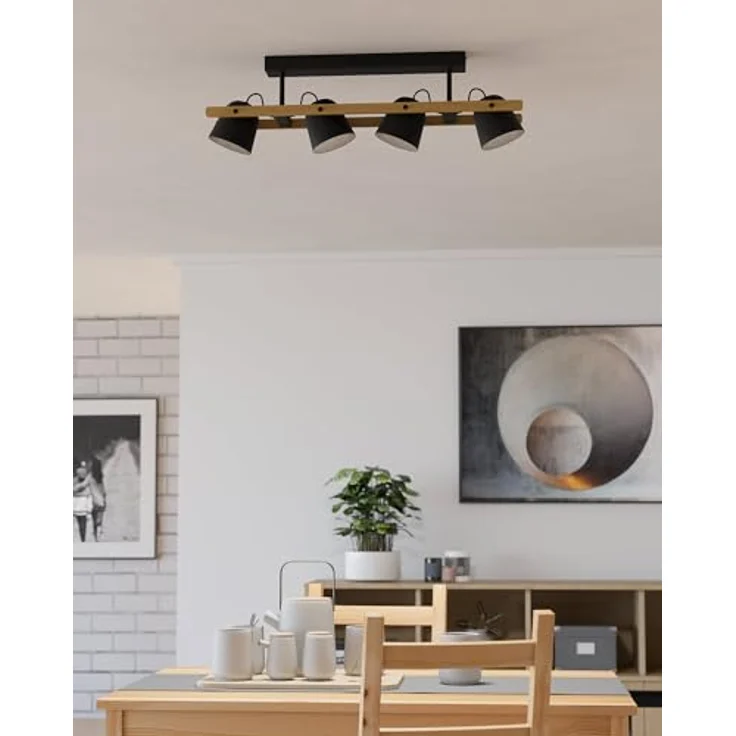 EGLO connect.z Smart Home LED Deckenleuchte Hornwood-Z, FSCM70HB, ZigBee, Alexa, warmweiß-kaltweiß, RGB, dimmbar, Holz/schwarz, 78 cm – Bild 2
