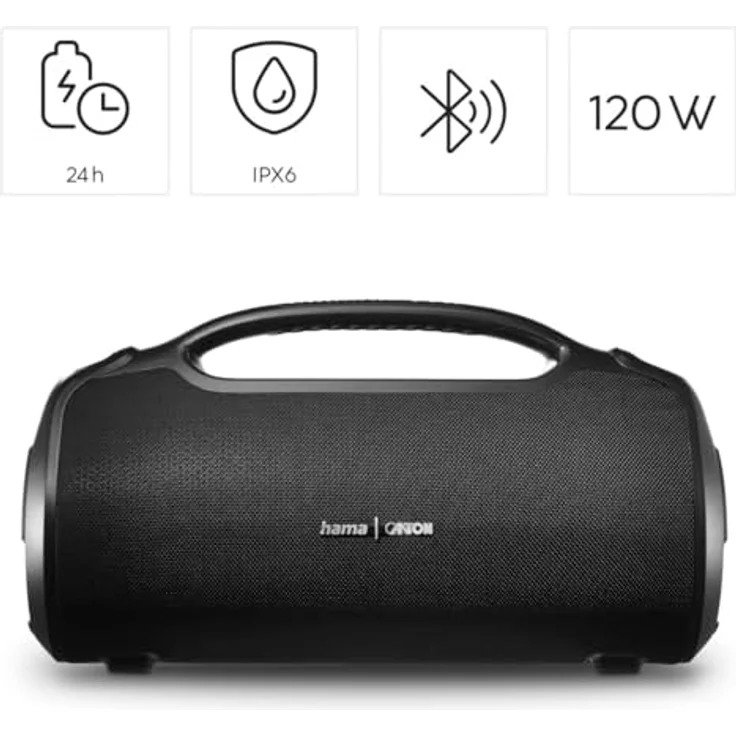 Hama UltiMate Pro 120 W Bluetooth Lautsprecher, IPX6 wasserfest, bis 24 h Laufzeit, schwarz, versandkostenfrei – Bild 3