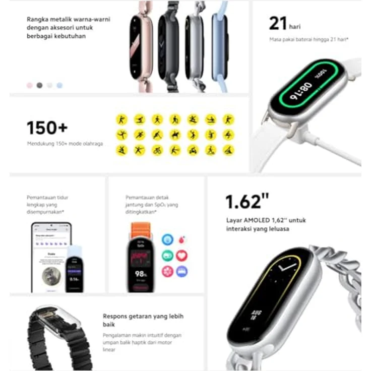 Xiaomi Mi Smart Band 9 Fitness-Tracker 1,62” AMOLED AOD Use Smartwatch (1.62 Zoll), metallisches Design, Blutsauerstoffsättigung, Stressüberwachung – Bild 6