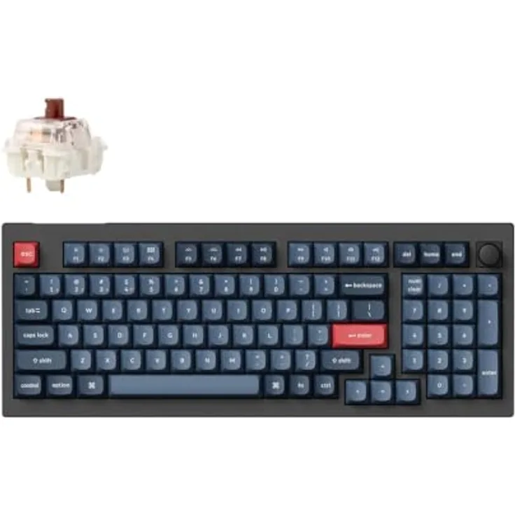 Keychron V5 Max, Kabellose Mechanische Tastatur mit Nummernblock, 96% Layout, QMK/VIA, 2,4 GHz/Bluetooth 5.1, RGB-LED, Hot-Swappable Gateron Jupiter Brown Switch für Mac, Windows und Linux