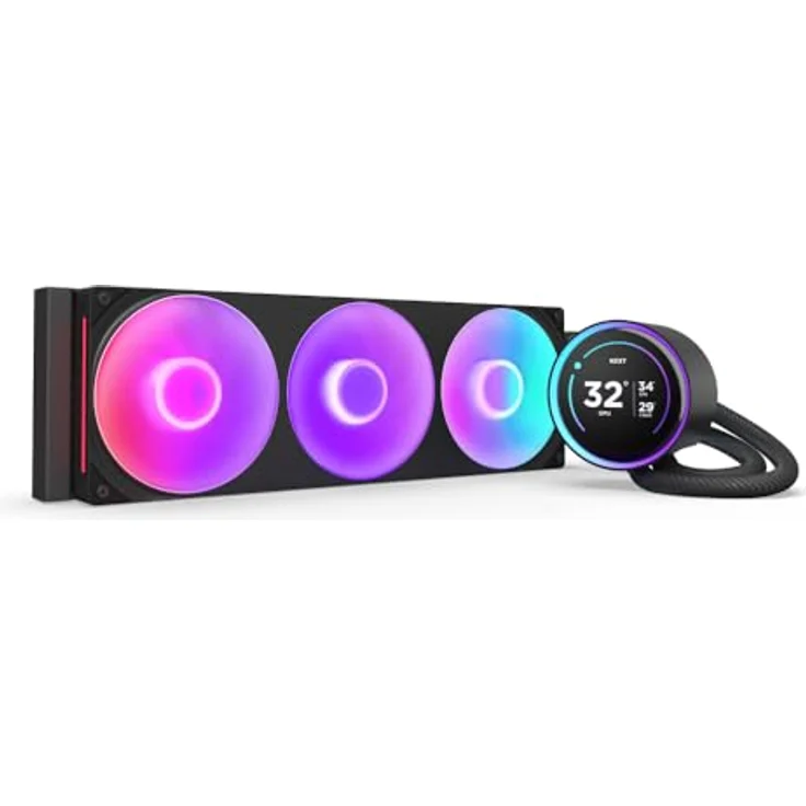 NZXT Kraken Elite 360 RGB - AIO CPU-Flüssigkeitskühler - 360-mm-Radiator - F360 RGB Core-Lüfter - Anpassbares 2,72"-IPS LCD - Turbine Pump - Intel LGA 1700, 1200/115X, 1851 - AMD AM5, AM4 - Schwarz – Bild 1
