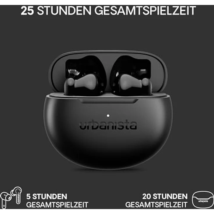 Urbanista Austin 2, True Wireless Stereo Kopfhörer mit aktiver Geräuschunterdrückung, Bluetooth, bis zu 25 Stunden Laufzeit, Schwarz – Bild 5