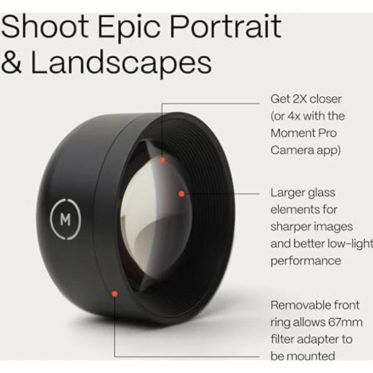 MOMENT Tele 58mm Lens - T-Series Objektiv, Kameraobjektiv für Smartphones mit 2-facher Vergrößerung und Bokeh-Effekt, kompatibel mit iPhone 13 und neuer – Bild 4