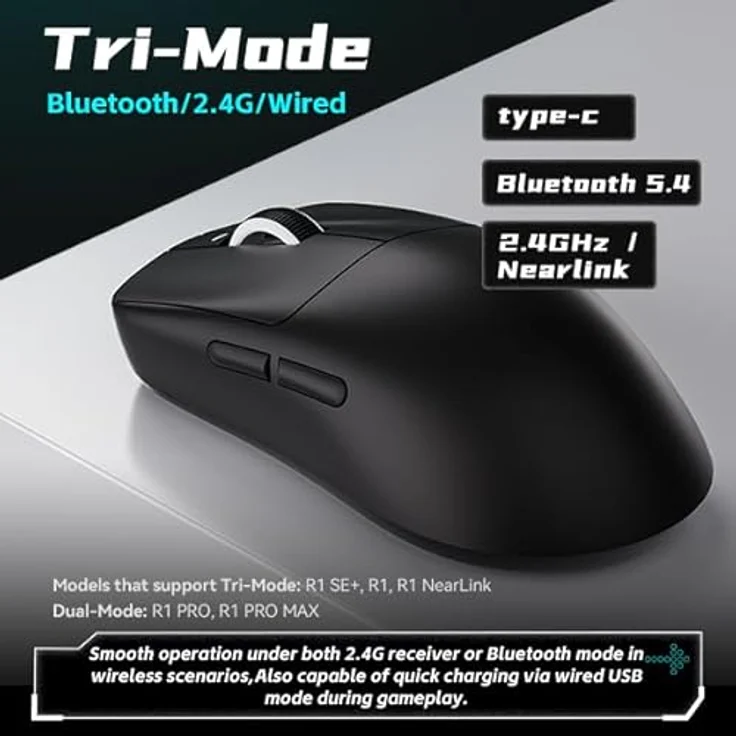 Aitor VXE R1 SE+ Kabellose Gaming-Maus, 26.000 DPI, ergonomisches Design, Schwarz – Bild 8