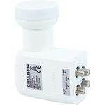 [Test SEHR GUT *] GSS Quattro LNB Weiss für Multischalter, Multiswitch geeignet - mit LTE Filter - Sat, Satelliten, Full HD, HDTV, UHD 4K, 0.1dB, LMB, Wetterschutz, extrem kälte- & hitzebeständig