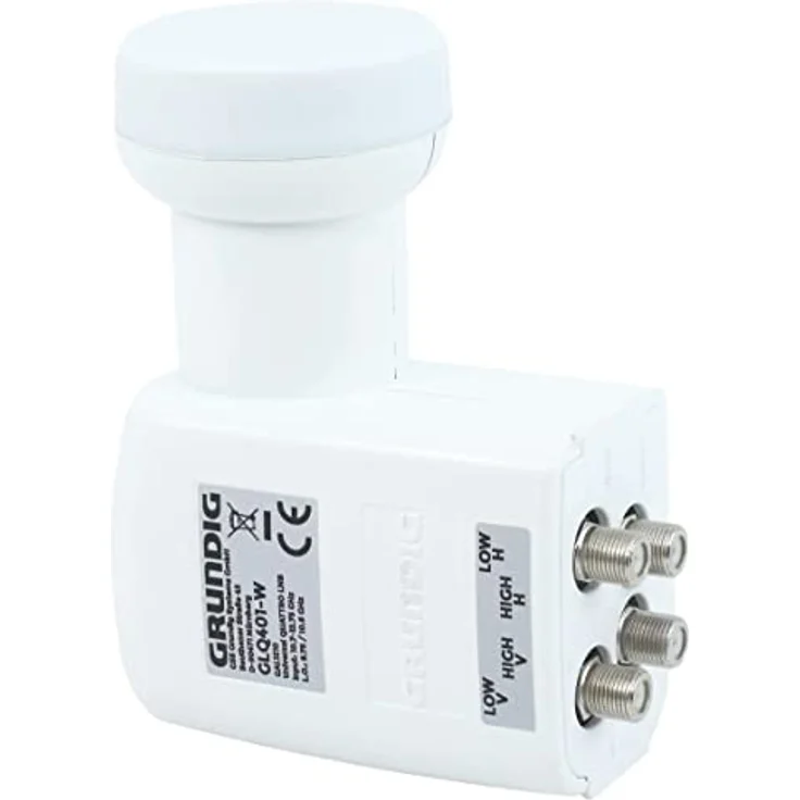[Test SEHR GUT *] GSS Quattro LNB Weiss für Multischalter, Multiswitch geeignet - mit LTE Filter - Sat, Satelliten, Full HD, HDTV, UHD 4K, 0.1dB, LMB, Wetterschutz, extrem kälte- & hitzebeständig – Bild 1