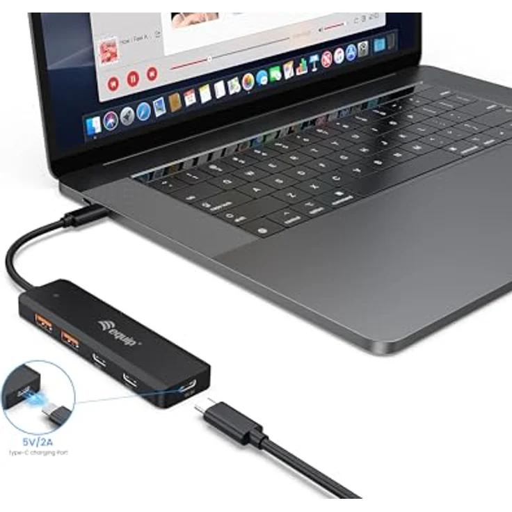 Equip 128966 USB-C 4-Port USB 3.2 Gen 2 Hub, USB-C x 2, USB-A x 2, Thunderbolt 3/4 kompatibel, 10 Gbit/s, schwarz – Bild 5
