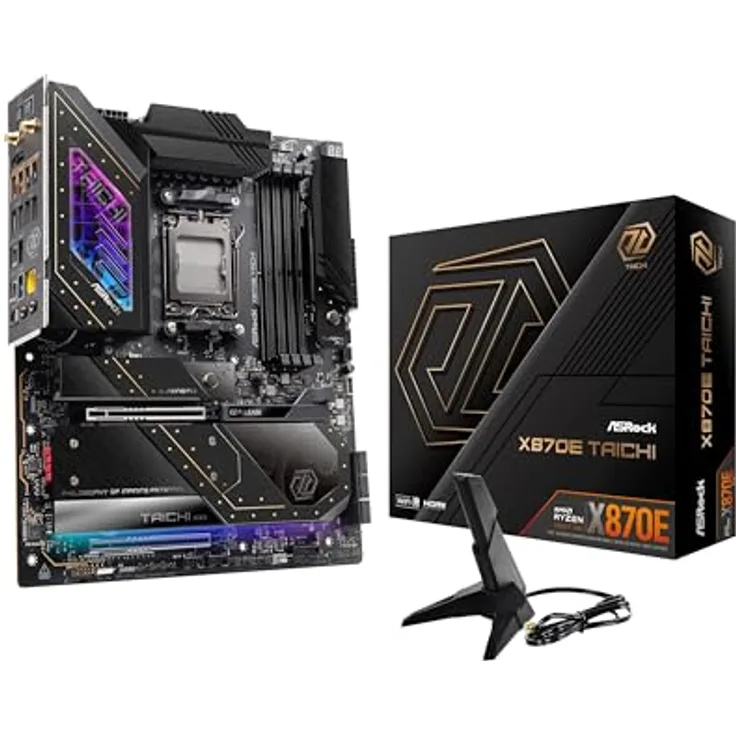 ASRock X870E Taichi E-ATX Mainboard, Sockel AM5, AMD RYZEN 7000-9000 Serie, DDR5 mit bis zu 8200 MHz, schwarz