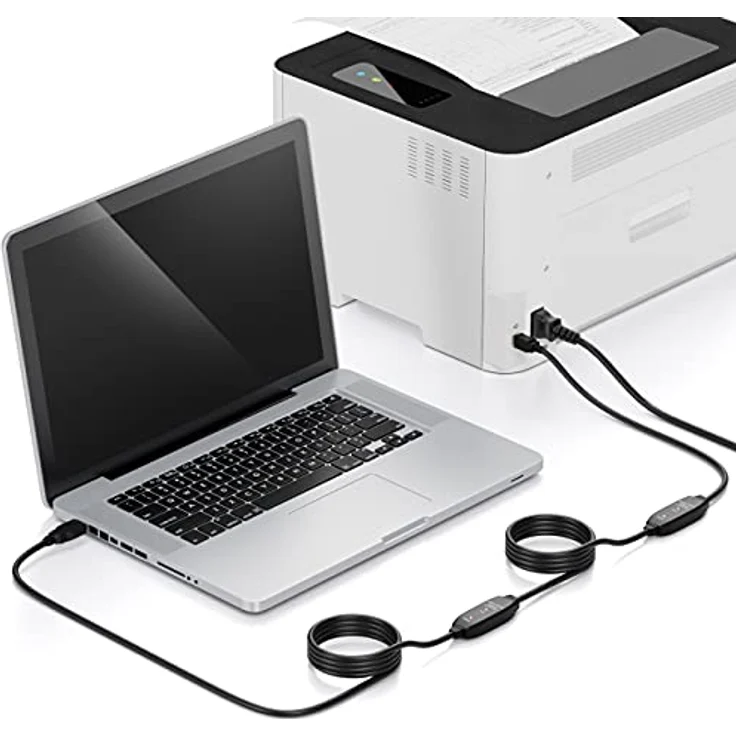 deleyCON 15m Aktives USB 2.0 Druckerkabel, A-Stecker zu B-Stecker, Übertragungsgeschwindigkeit bis 480 Mbps, schwarz – Bild 5